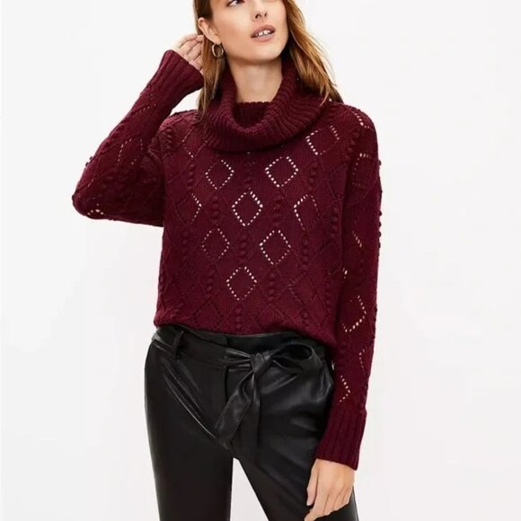 LOFT Bobble Pointelle Knit Sweater - Picture 1 of 8